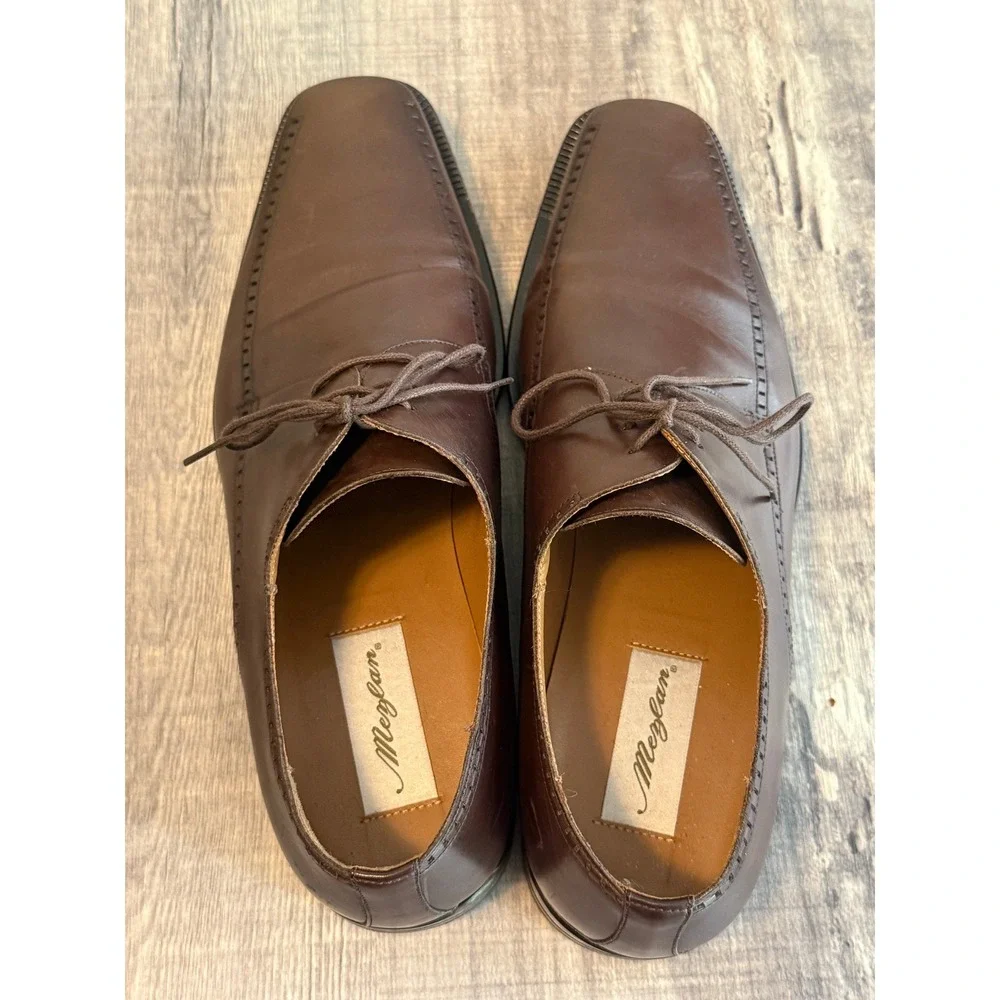 Mezlan Davinci Brown Leather Square Toe Derby Dress Shoes Mens 12 M Spain 86675